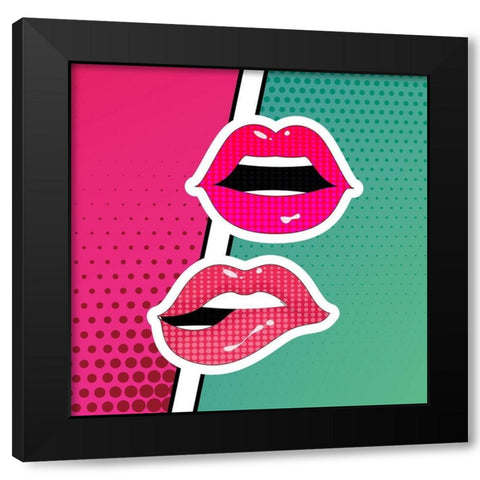 Pop Lips 2 Black Modern Wood Framed Art Print with Double Matting by Allen, Kimberly