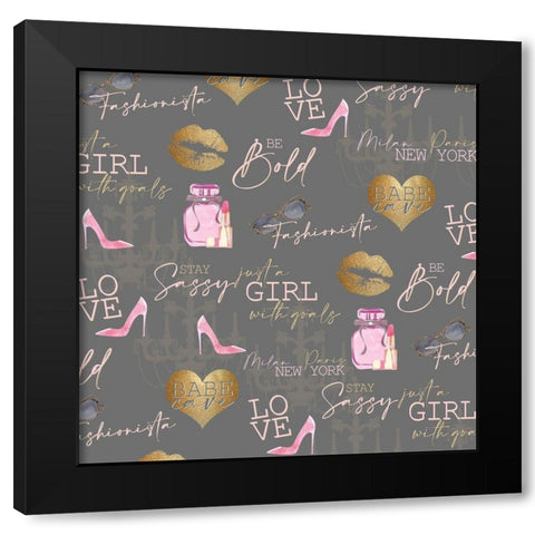 Fashionista Square Black Modern Wood Framed Art Print by Allen, Kimberly