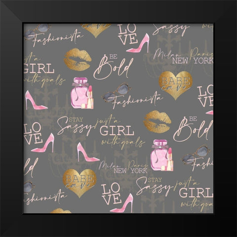 Fashionista Square Black Modern Wood Framed Art Print by Allen, Kimberly