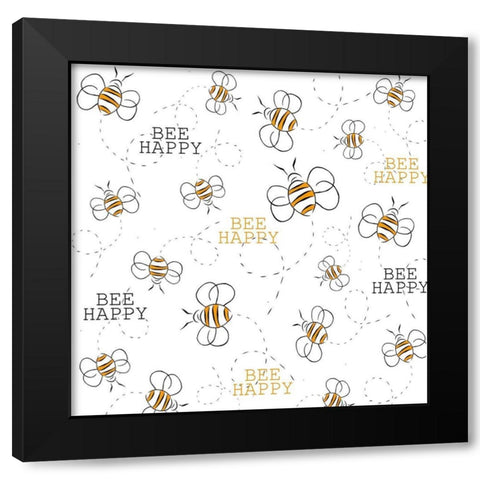 Bee Happy Black Modern Wood Framed Art Print by Allen, Kimberly
