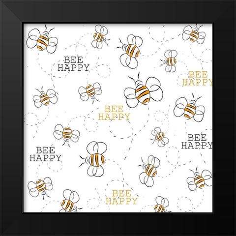 Bee Happy Black Modern Wood Framed Art Print by Allen, Kimberly