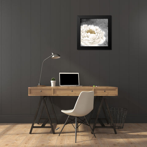 White Peony Black Modern Wood Framed Art Print by Allen, Kimberly