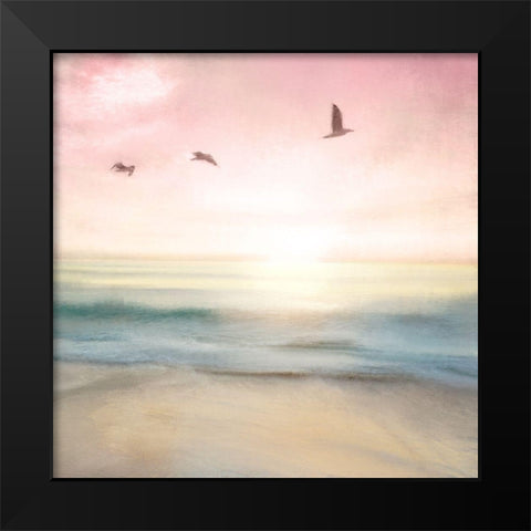 Pink Sunrise Beach Black Modern Wood Framed Art Print by Allen, Kimberly