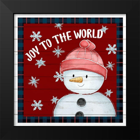 Joy to The World Snowman Black Modern Wood Framed Art Print by Allen, Kimberly