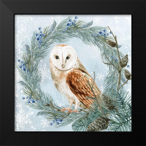 Winter Owl 1 Black Modern Wood Framed Art Print by Allen, Kimberly