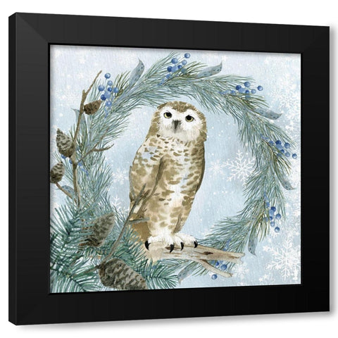 Winter Owl 3 Black Modern Wood Framed Art Print with Double Matting by Allen, Kimberly