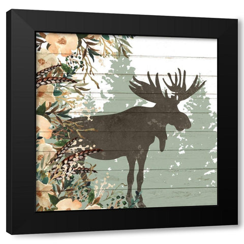 Woodland Floral 1 Black Modern Wood Framed Art Print with Double Matting by Allen, Kimberly