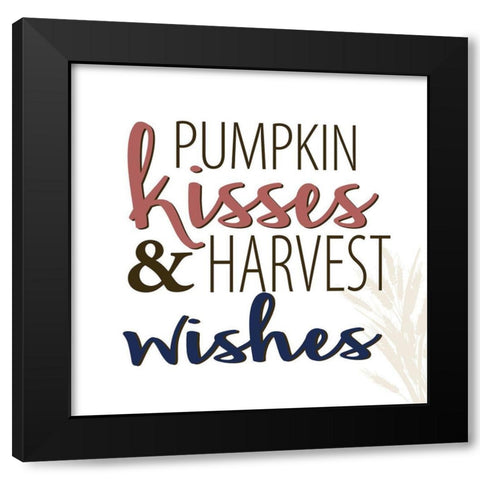 Pumpkin Kisses and Harvest Wishes Black Modern Wood Framed Art Print with Double Matting by Allen, Kimberly