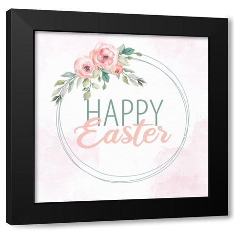 Happy Easter Wreath Black Modern Wood Framed Art Print by Allen, Kimberly