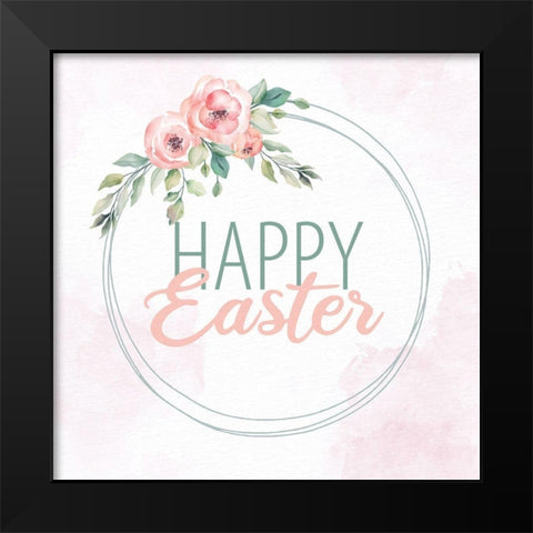 Happy Easter Wreath Black Modern Wood Framed Art Print by Allen, Kimberly