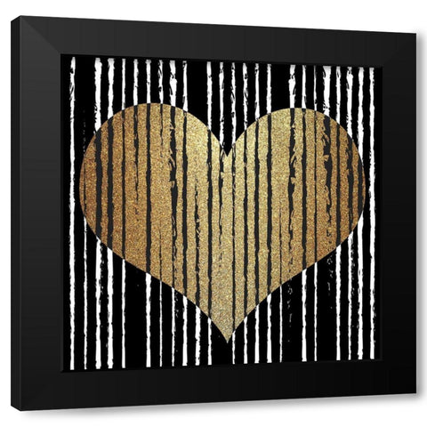 Heart Stripes Black Modern Wood Framed Art Print by Allen, Kimberly