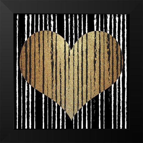 Heart Stripes Black Modern Wood Framed Art Print by Allen, Kimberly