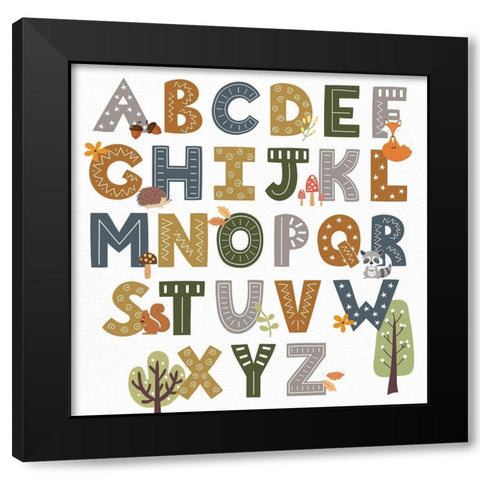 Woodland ABCs Black Modern Wood Framed Art Print by Allen, Kimberly