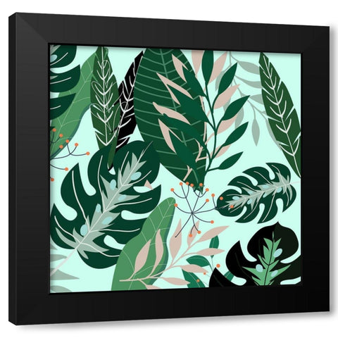 Mint Leaves 1 Black Modern Wood Framed Art Print by Allen, Kimberly