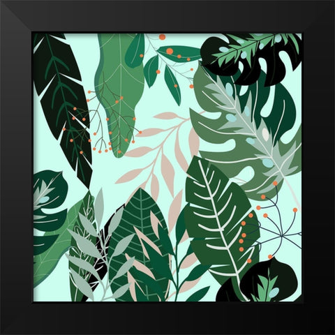 Mint Leaves 2 Black Modern Wood Framed Art Print by Allen, Kimberly