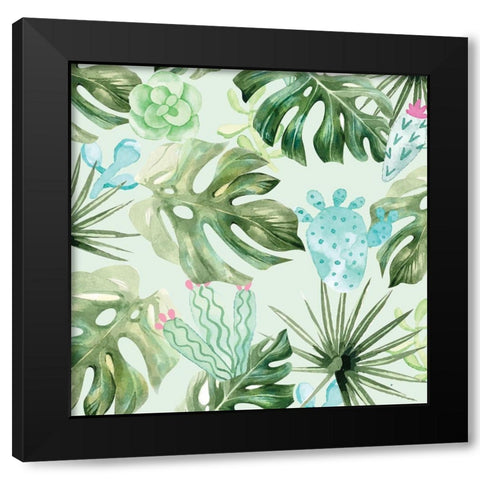 Palms And Succulents 1 Black Modern Wood Framed Art Print with Double Matting by Allen, Kimberly