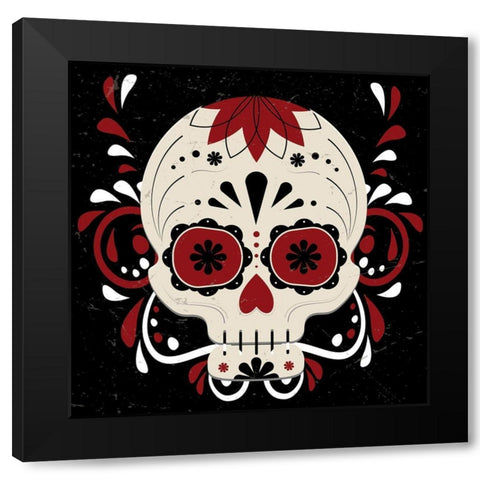 Sugar Skull 1 Black Modern Wood Framed Art Print by Allen, Kimberly