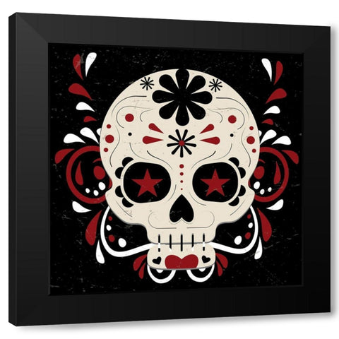Sugar Skull 2 Black Modern Wood Framed Art Print by Allen, Kimberly
