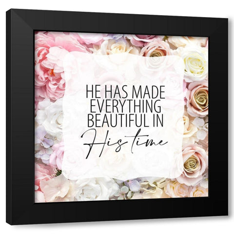 Faith Hope Floral 6 Black Modern Wood Framed Art Print with Double Matting by Allen, Kimberly