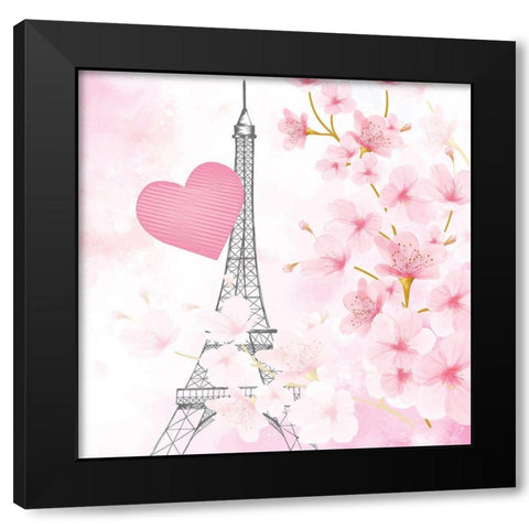 Cherry Blossom Paris 3 Black Modern Wood Framed Art Print by Allen, Kimberly