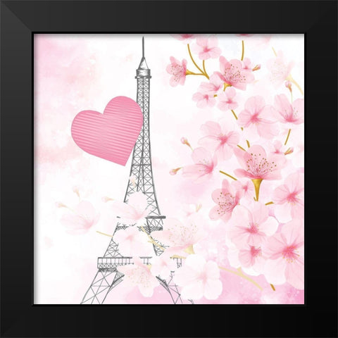 Cherry Blossom Paris 3 Black Modern Wood Framed Art Print by Allen, Kimberly