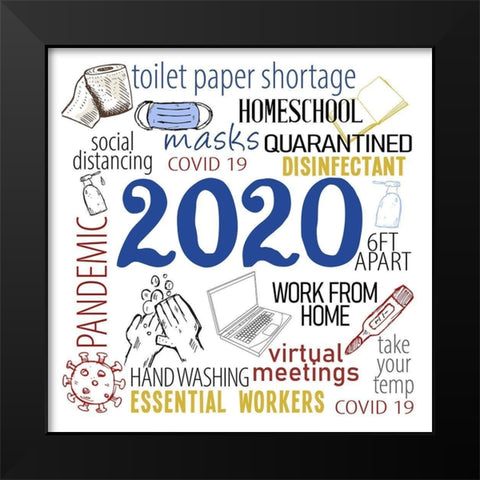 2020 Year Black Modern Wood Framed Art Print by Allen, Kimberly