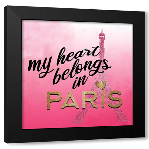 In Paris Hearts 1 Black Modern Wood Framed Art Print with Double Matting by Allen, Kimberly