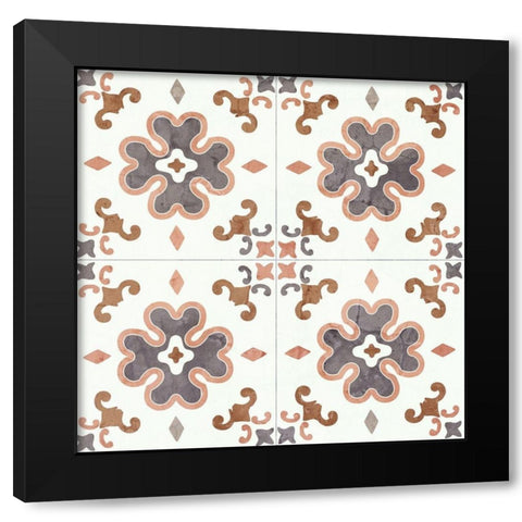 Washed Tiles 2 Black Modern Wood Framed Art Print with Double Matting by Allen, Kimberly