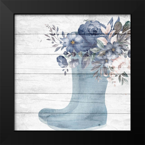 Rainboot Floral Black Modern Wood Framed Art Print by Allen, Kimberly