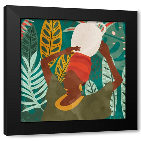 Palm Walk 1 Black Modern Wood Framed Art Print with Double Matting by Allen, Kimberly