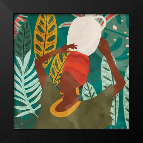 Palm Walk 1 Black Modern Wood Framed Art Print by Allen, Kimberly