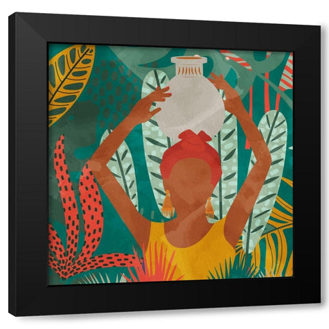 Palm Walk 2 Black Modern Wood Framed Art Print with Double Matting by Allen, Kimberly