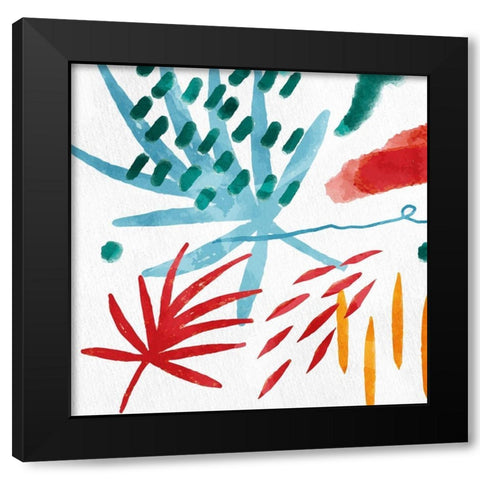 Abstract Leaves 1 Black Modern Wood Framed Art Print with Double Matting by Allen, Kimberly