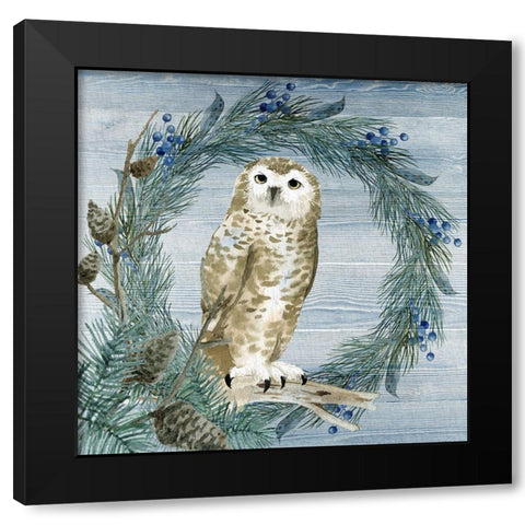 Winter Owl Blues 3 Black Modern Wood Framed Art Print by Allen, Kimberly