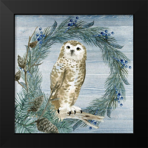 Winter Owl Blues 3 Black Modern Wood Framed Art Print by Allen, Kimberly
