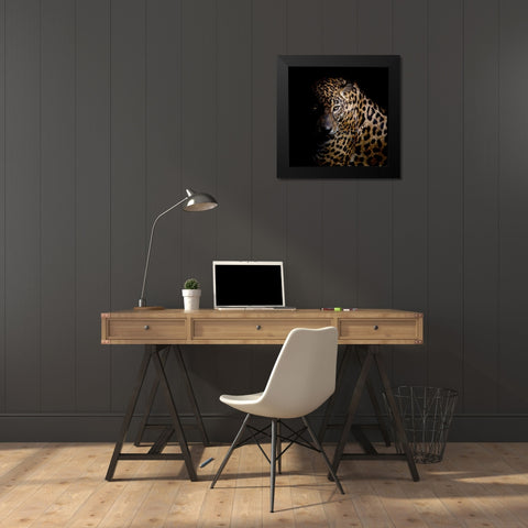 Faith Leopard 3 Black Modern Wood Framed Art Print by Allen, Kimberly