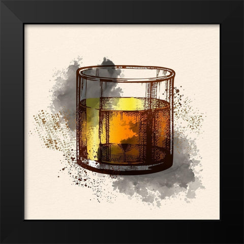 Whiskey Glass 1 Black Modern Wood Framed Art Print by Allen, Kimberly