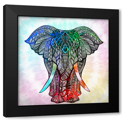 Elephant Mandala Black Modern Wood Framed Art Print with Double Matting by Allen, Kimberly