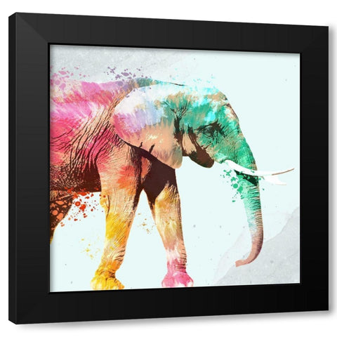 Tie Die Elephant 1 Black Modern Wood Framed Art Print with Double Matting by Allen, Kimberly