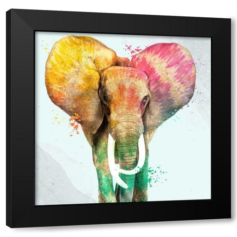 Tie Die Elephant 2 Black Modern Wood Framed Art Print by Allen, Kimberly