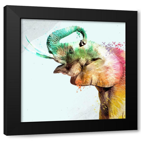 Tie Die Elephant 3 Black Modern Wood Framed Art Print with Double Matting by Allen, Kimberly