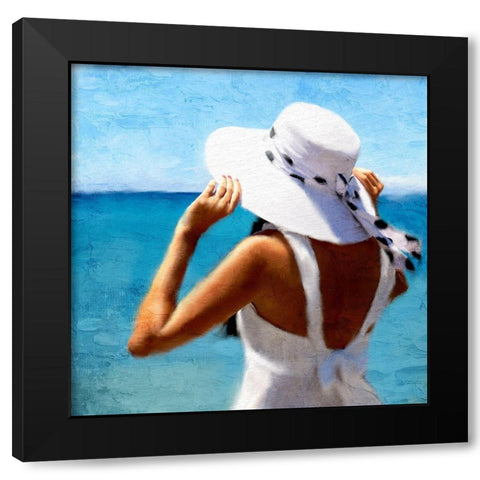 Beach Hat Black Modern Wood Framed Art Print by Allen, Kimberly