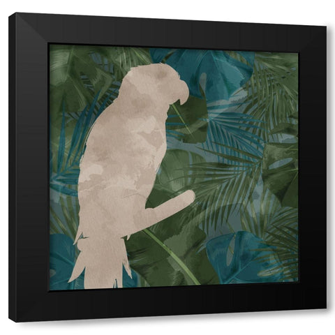 Parrot Silhouette 1 Black Modern Wood Framed Art Print with Double Matting by Allen, Kimberly