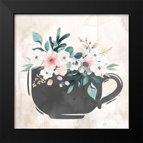 Coffee Floral 2 Black Modern Wood Framed Art Print by Allen, Kimberly