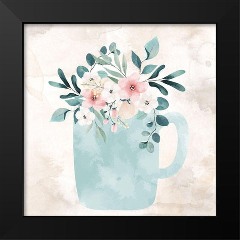 Coffee Floral 3 Black Modern Wood Framed Art Print by Allen, Kimberly