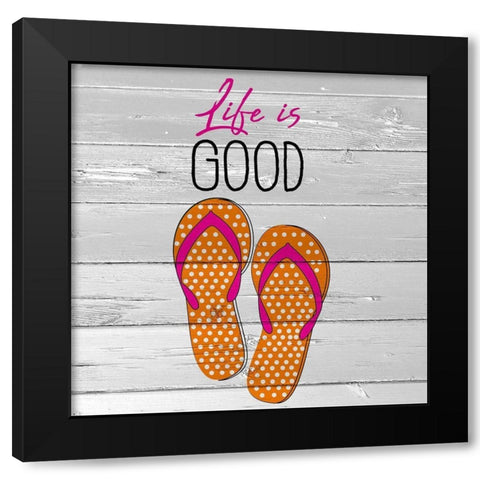 Flip Flop Life Black Modern Wood Framed Art Print with Double Matting by Allen, Kimberly
