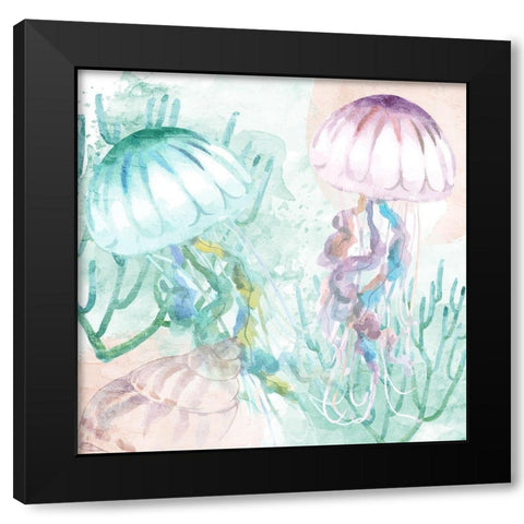 Jelly Fish Black Modern Wood Framed Art Print by Allen, Kimberly