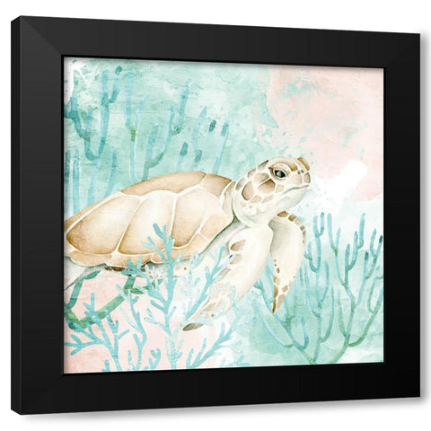 Sea Turtle Swim 2 Black Modern Wood Framed Art Print with Double Matting by Allen, Kimberly