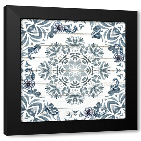 Blue Tiles 1 Black Modern Wood Framed Art Print with Double Matting by Allen, Kimberly