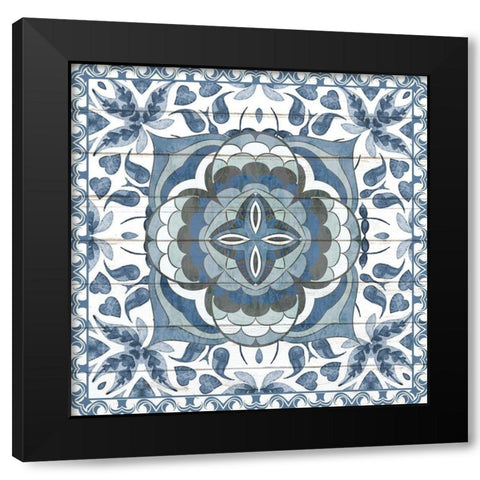 Blue Tiles 2 Black Modern Wood Framed Art Print with Double Matting by Allen, Kimberly